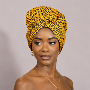 Turban facile - Bonnet en satin - Jaune foncé