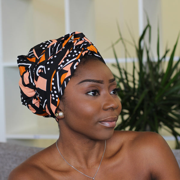 Turban facile - Bonnet en satin - Saumon