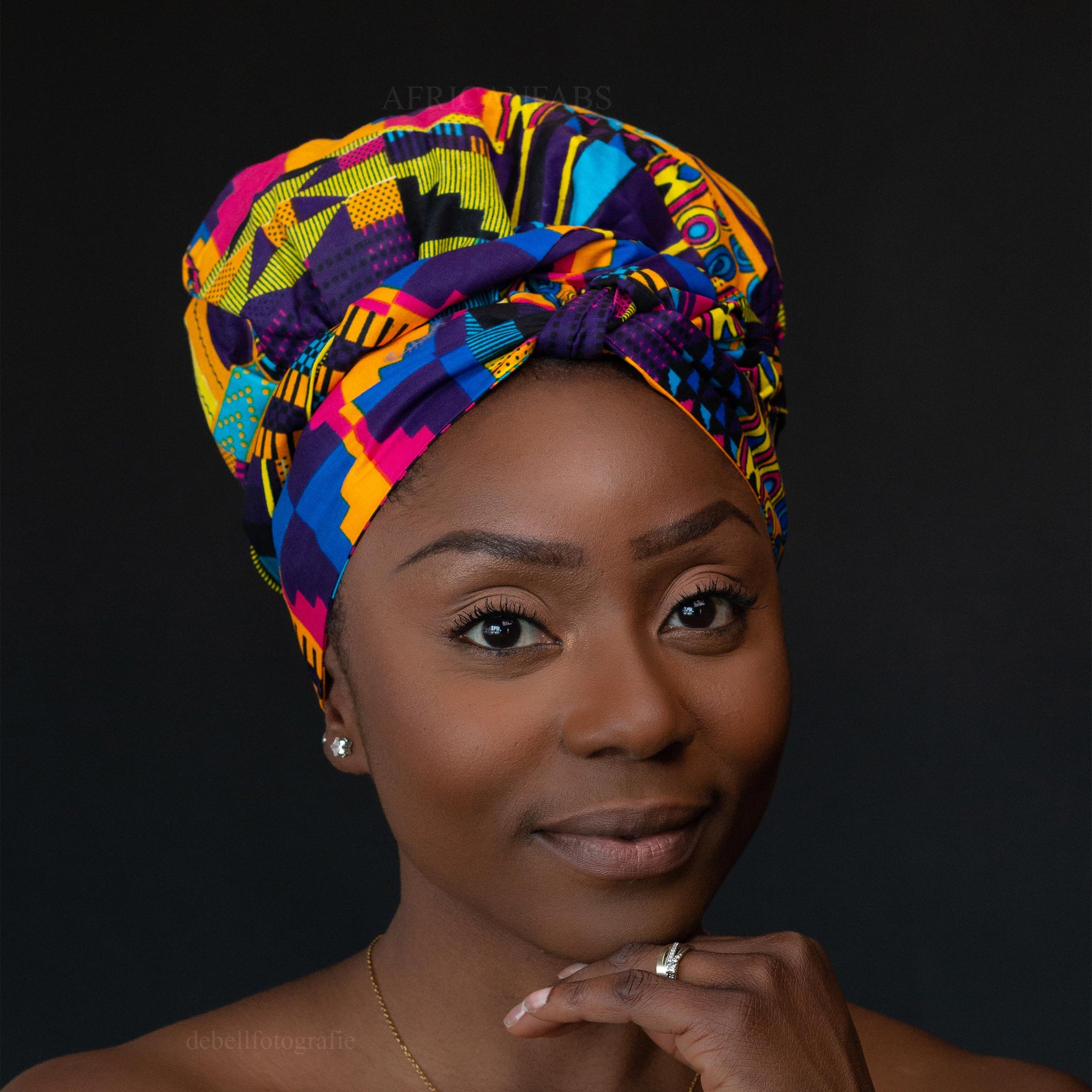 Turban facile - Bonnet en satin - Multicolore  Kente Violet