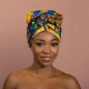 Turban facile - Bonnet en satin - Kente Jaune 2