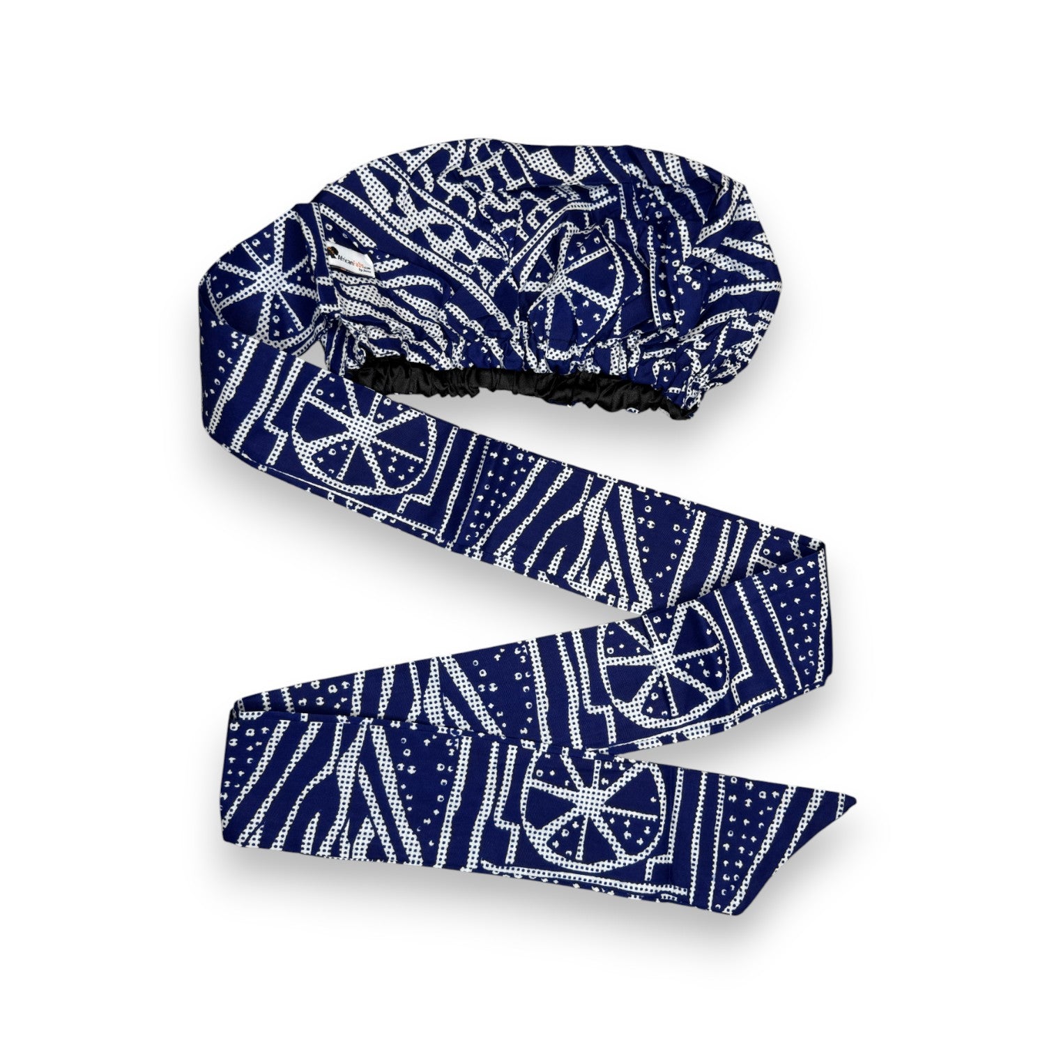 Turban facile - Bonnet en satin - Bleu Ndop Cameroun