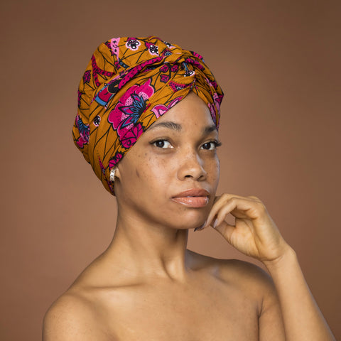 Turban facile - Bonnet en satin - Moutarde & Rose
