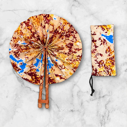 Eventail Africain - Eventail en Wax - Beige Bordeaux Ama