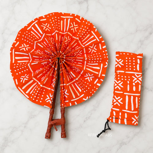 Eventail Africain - Eventail en Wax - Kwadwo - orange