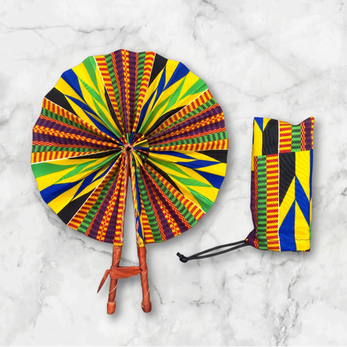 Eventail Africain - Eventail en Wax - Multicolore Kwaku