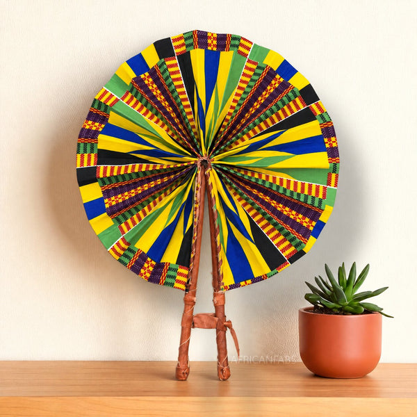African Hand fan - Ankara print Hand fan - Multicolor Kwaku