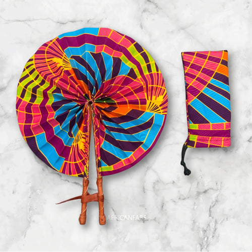 Eventail Africain - Eventail en Wax - Multicolore Abeni