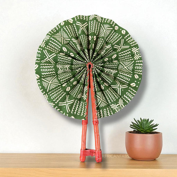 Eventail Africain - Eventail en Wax - Friday - Vert