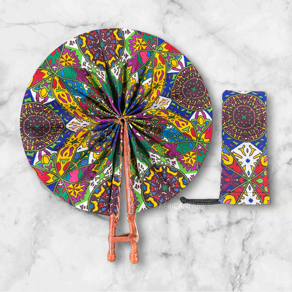 Eventail Africain - Eventail en Wax - Multicolore Kehinde