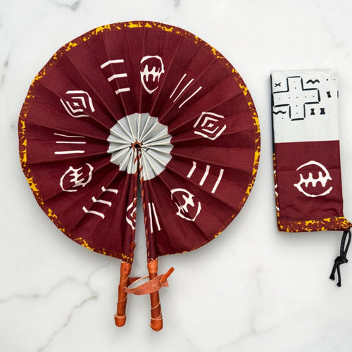 Eventail Africain - Eventail en Wax - Marron Noir Tawiah