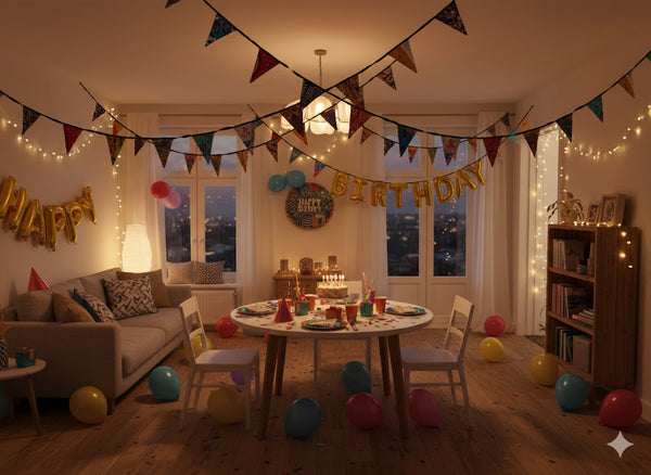 Drapeaux / guirlandes / fanions en tissu imprimé africain - Ruban noir - 10 mètres