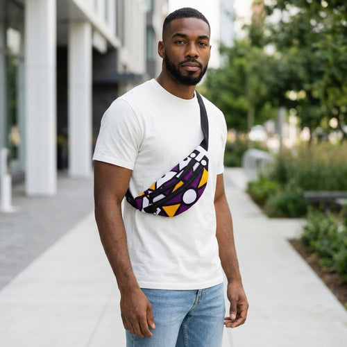 Sac banane imprimé africain - Violet Samakaka - Sac de taille Ankara / Sac pour fesses / Sac de festival avec sangle réglable