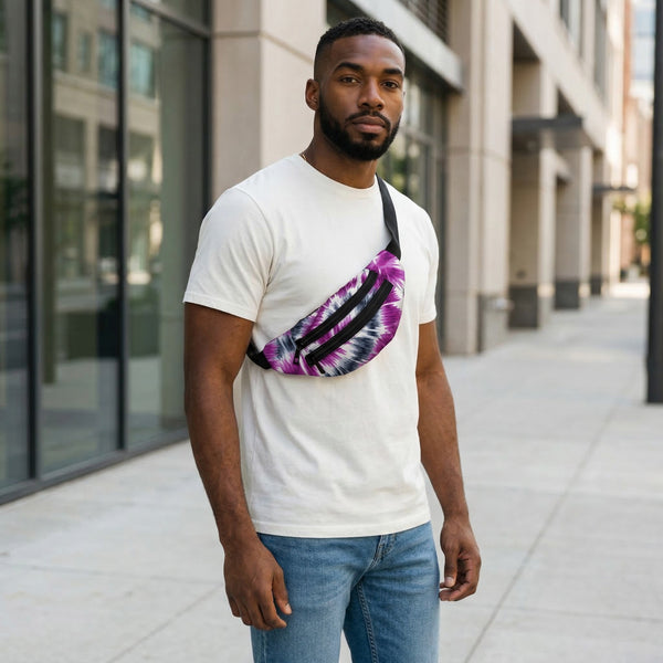 Sac banane imprimé africain - Violet Tie Dye - Sac de taille Ankara / Sac pour fesses / Sac de festival avec sangle réglable