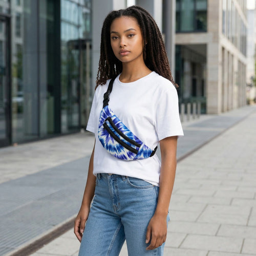 Sac banane imprimé africain - Bleu Tie Dye - Sac de taille Ankara / Sac pour fesses / Sac de festival