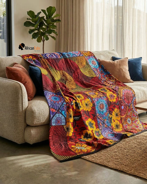 Fat Quarter Coupons Tissu Wax Africain - Orange Marron FTQ 8740 - Quilting & Patchwork (45 x 57 cm / 18 x 22 inch)