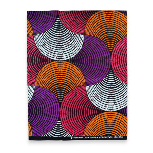 Fat Quarter African Wax Print Fabric - Purple Orange FTQ 8706 - Quilting & Patchwork (45 x 57 cm / 18 x 22 inch)