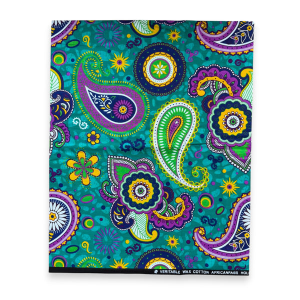 Fat Quarter African Wax Print Fabric - Teal Green FTQ 8707 - Quilting & Patchwork (45 x 57 cm / 18 x 22 inch)