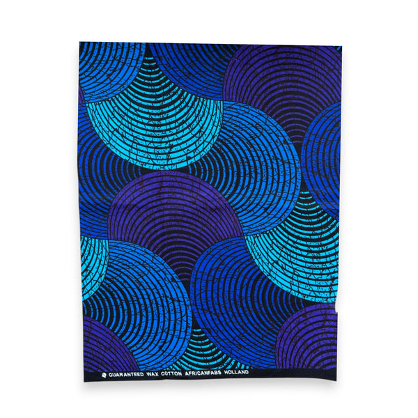 Fat Quarter African Wax Print Fabric - Blue FTQ 8729 - Quilting & Patchwork (45 x 57 cm / 18 x 22 inch)