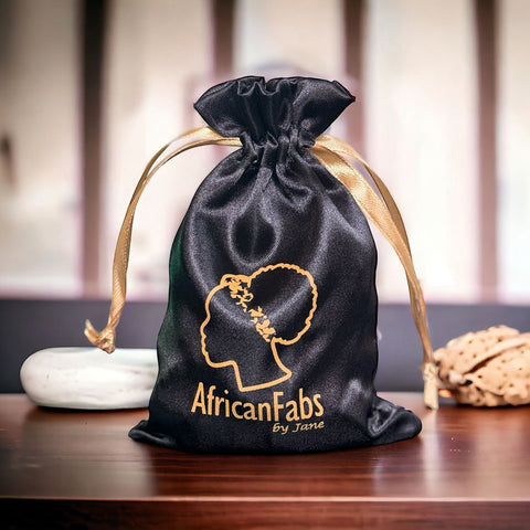 AfricanFabs Sac à bijoux en satin - Noir