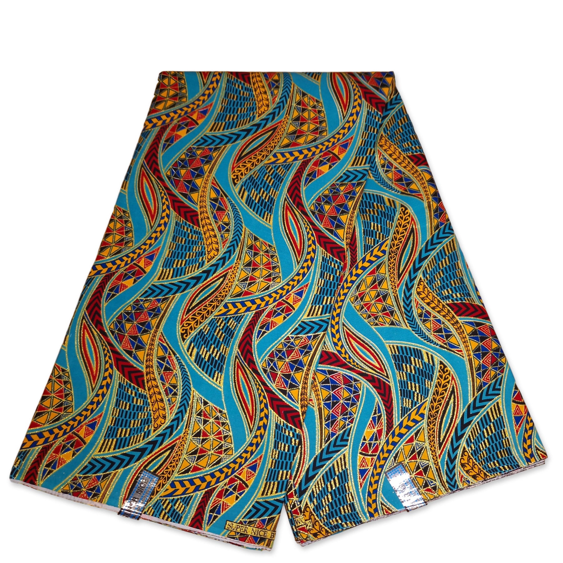 Tissu imprimé africain - Effets pailletés exclusifs 100% coton - GL-4003 Bleu clair Or