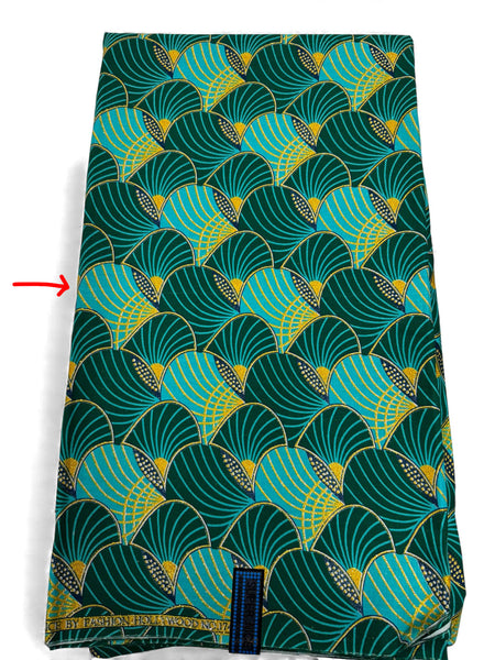 Tissu imprimé africain - Effets pailletés exclusifs 100% coton - GL-4014 Vert Or (Important : veuillez lire)