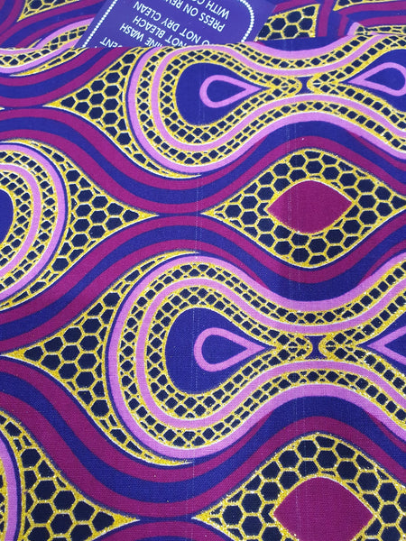Tissu imprimé africain - Effets pailletés exclusifs 100% coton - GL-4018 Rose Or (Important : veuillez lire)