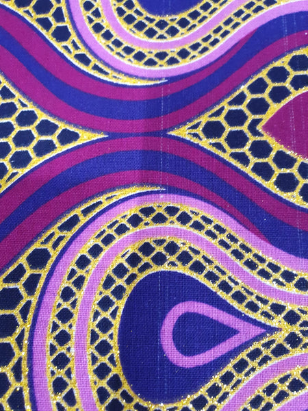 Tissu imprimé africain - Effets pailletés exclusifs 100% coton - GL-4018 Rose Or (Important : veuillez lire)