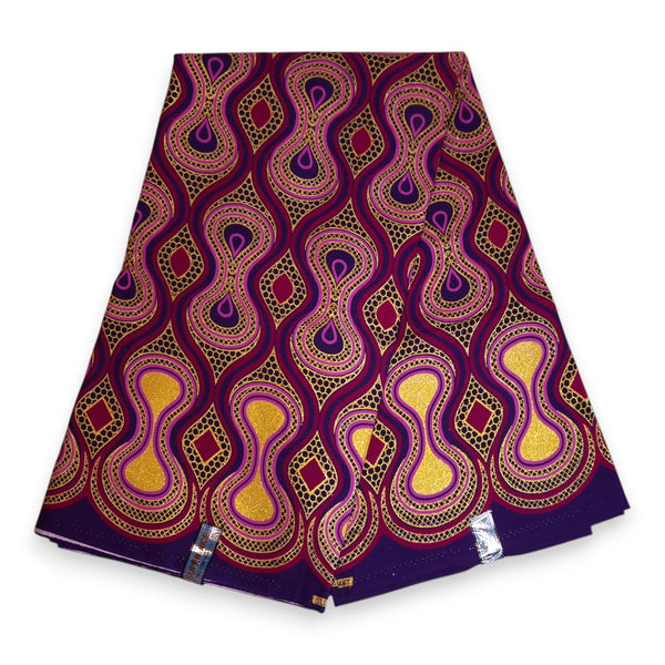 Tissu imprimé africain - Effets pailletés exclusifs 100% coton - GL-4018 Rose Or