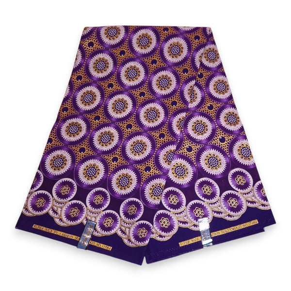 Tissu imprimé africain - Effets pailletés exclusifs 100% coton - GL-4033 Violet Or