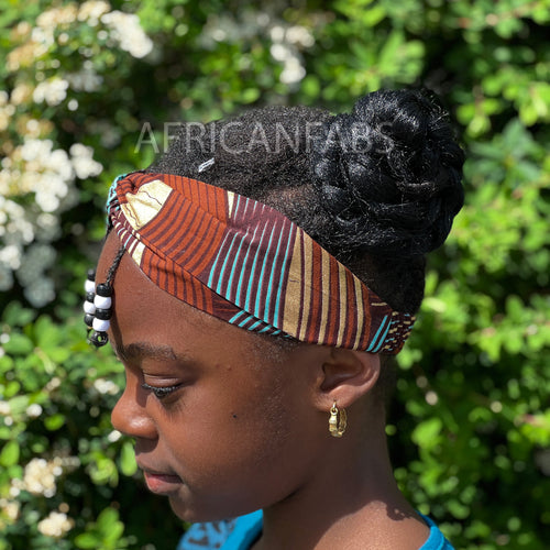 Bandeau imprimé africain - Enfants - Accessoires pour cheveux - Or brun