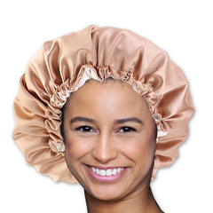 Khaki Bonnet en Satin ( Bonnet de nuit réversible en satin )