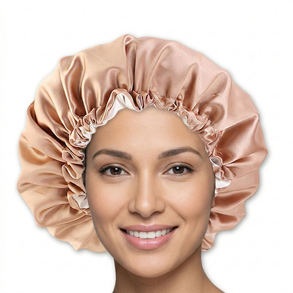 Khaki Bonnet en Satin ( Bonnet de nuit réversible en satin )