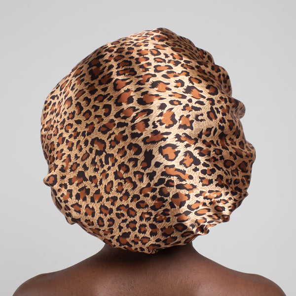 Bonnet Satin Hair imprimé léopard ( Bonnet de nuit Satin )