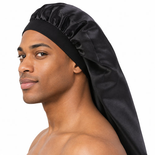 Bonnet en satin pour dreadlocks / Tresses / Rasta - Noir Dreadsock / Bonnet de nuit en satin / Bonnet pour cheveux