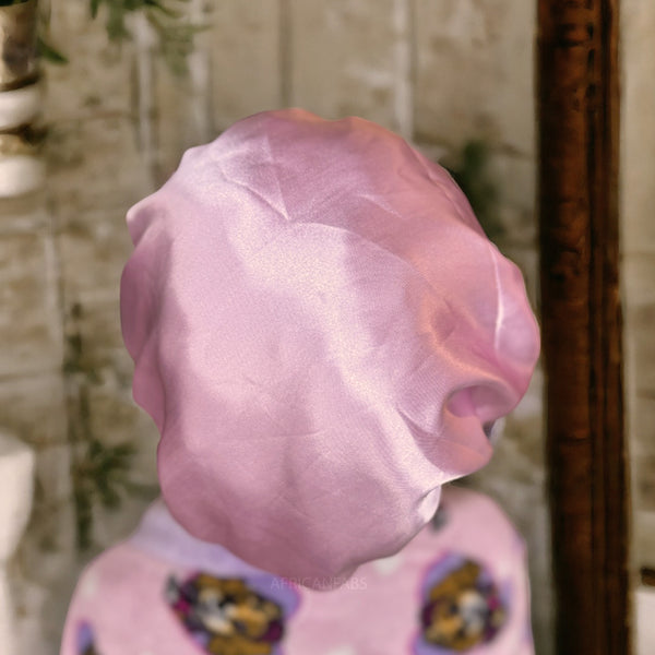 Rose Satin Bonnet de nuit réversible en satin  (Taille des enfants de 3 à 7 ans) Réglable