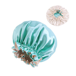 Turquoise Bonnet en Satin avec bordure ( Bonnet de nuit réversible en satin )