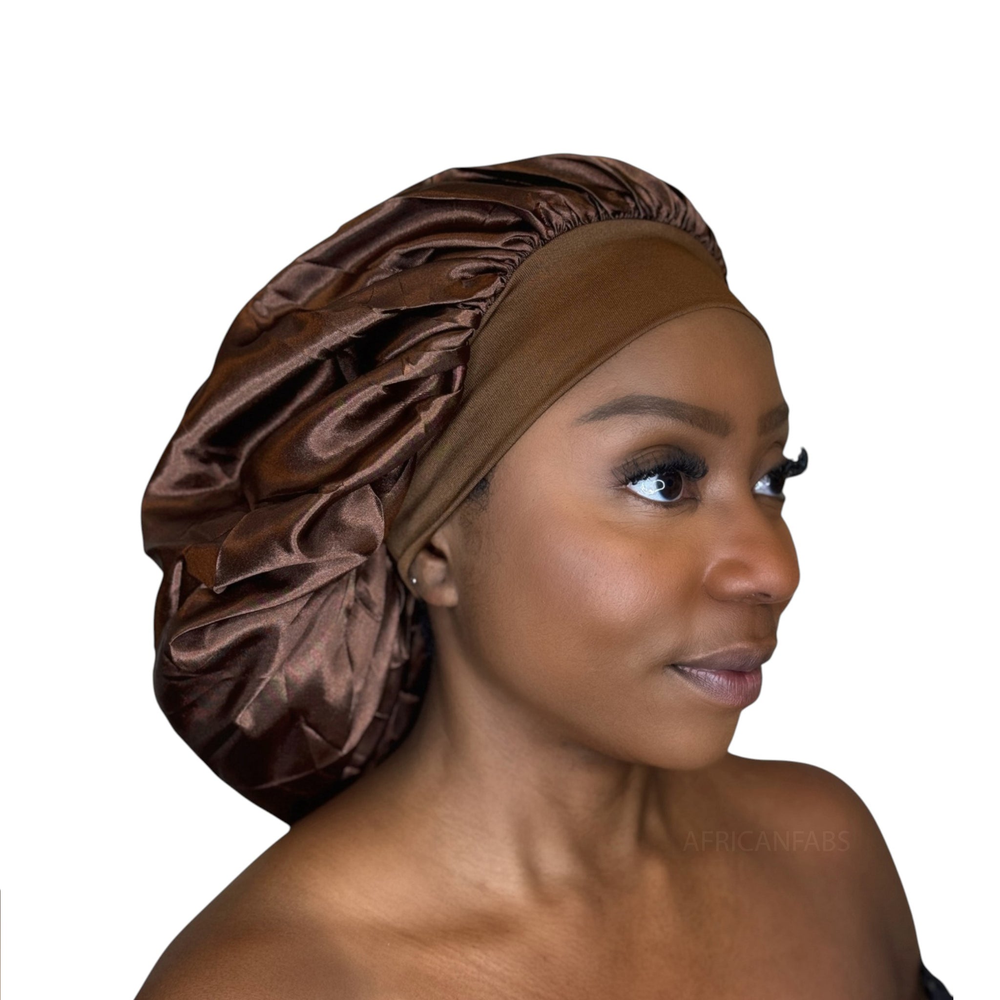 Bonnet de nuit en satin - Marron ( Bonnet de sommeil en satin )