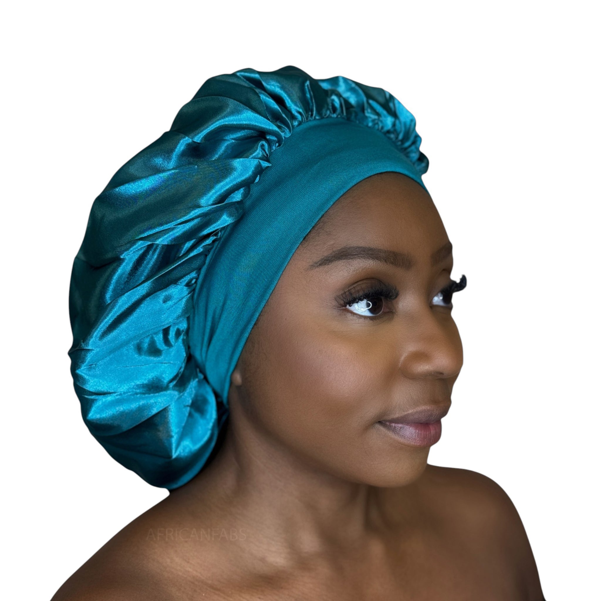 Bonnet de nuit en satin - Vert Turquoise ( Bonnet de sommeil en satin )