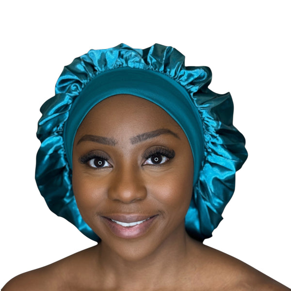 Bonnet de nuit en satin - Vert Turquoise ( Bonnet de sommeil en satin )