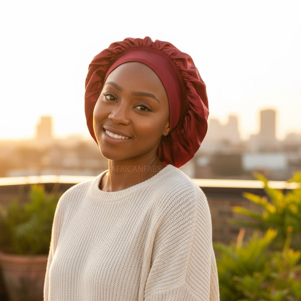 Bonnet de nuit en satin - Rouge ( Bonnet de sommeil en satin )