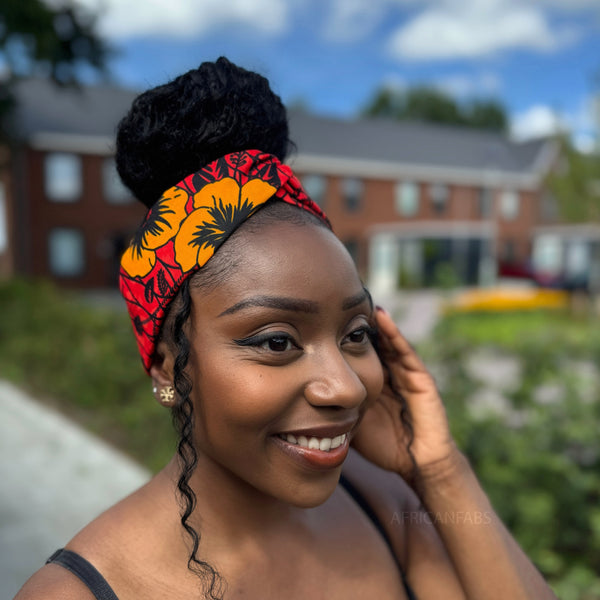 Bandeau imprimé africain - Adultes - Accessoires pour cheveux - Rouge Flowers
