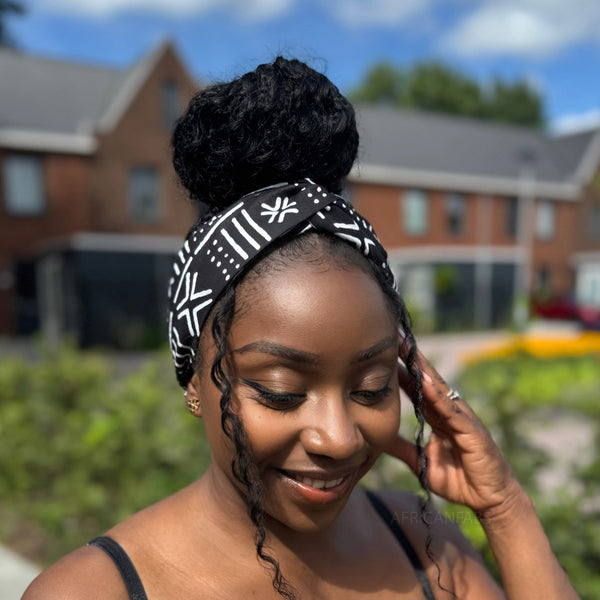 Bandeau imprimé africain - Adultes - Accessoires pour cheveux - Noir Blanc X Bogolan