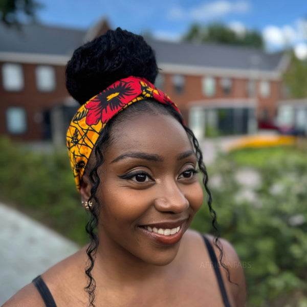 Bandeau imprimé africain - Adultes - Accessoires pour cheveux - Jaune Flowers