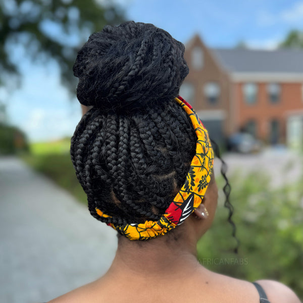 Bandeau imprimé africain - Adultes - Accessoires pour cheveux - Jaune Flowers