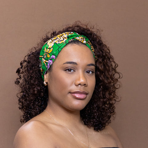 Bandeau imprimé africain - Adultes - Accessoires pour cheveux - Vert Flowers