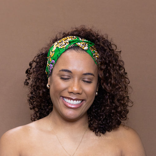 Bandeau imprimé africain - Adultes - Accessoires pour cheveux - Vert Flowers