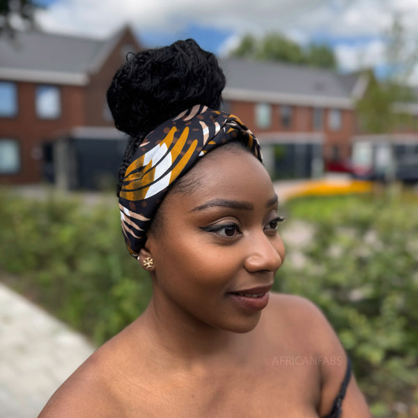 Bandeau imprimé africain - Adultes - Accessoires pour cheveux - Mix Marron Feathers