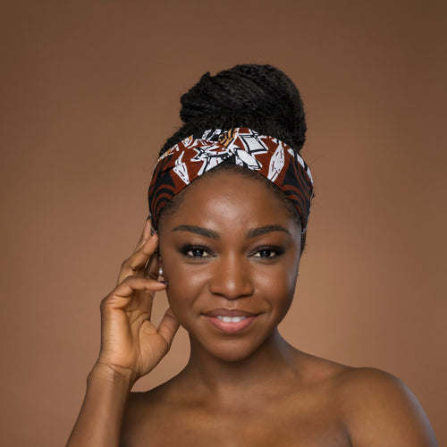 Bandeau imprimé africain - Adultes - Accessoires pour cheveux - Marron Bogolan Mosaic