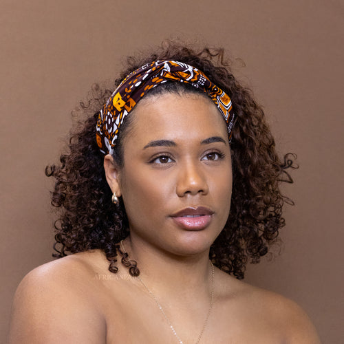 Bandeau imprimé africain - Adultes - Accessoires pour cheveux - Motifs marrons Bogolan 