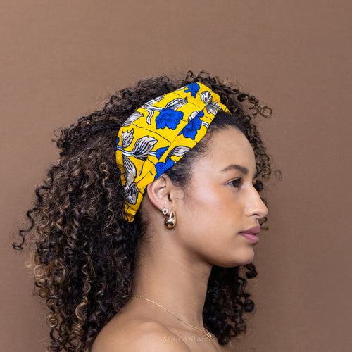 Bandeau imprimé africain - Adultes - Accessoires pour cheveux - Jaune Bleu flowers